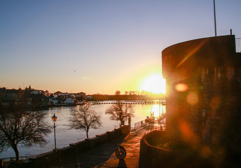 Athlone Castle at sunset.
